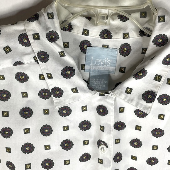 Vintage Levi Strauss Sportswear All Over Print‎ Collared Blue Tag Shirt Size L - Picture 3 of 10